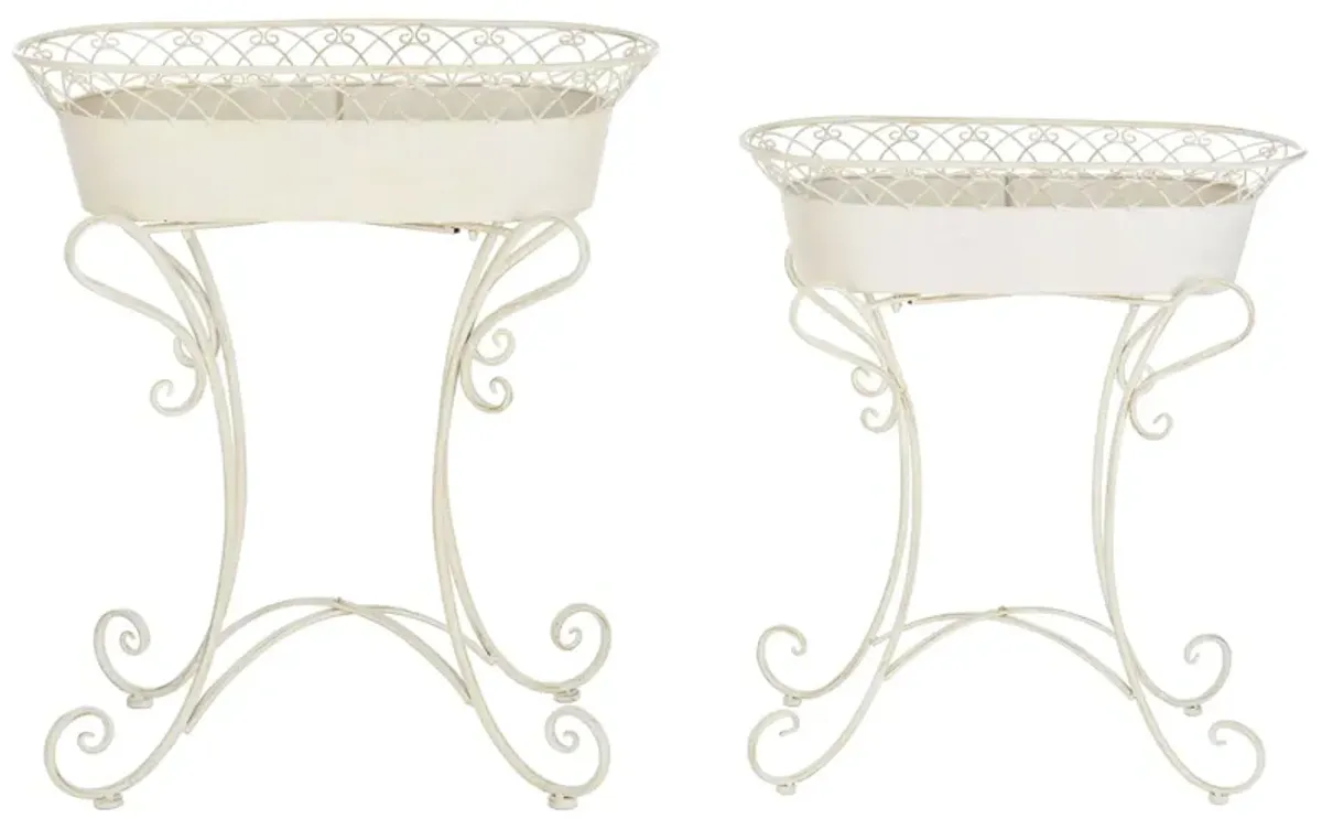 Daire Outdoor Planters in Pearl White by Safavieh