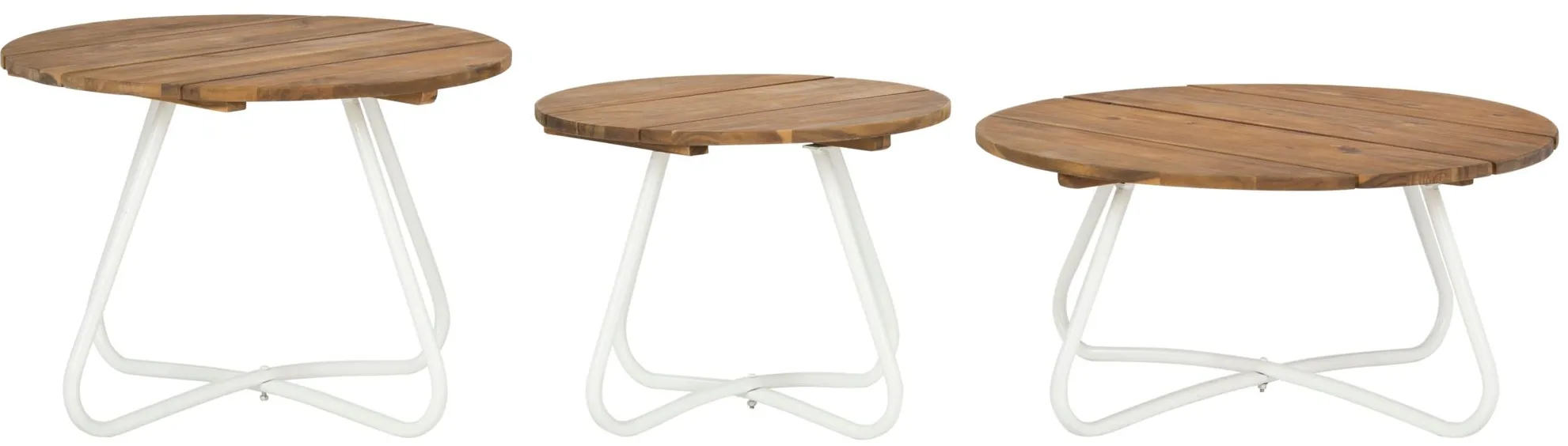 Akiko Outdoor 3 -pc Wood Top Coffee Table in White by Safavieh