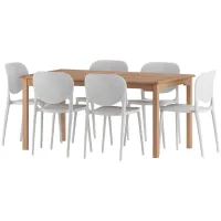 Amazonia Outdoor 7- pc. Teak Wood Dining Set in Light Brown;White by International Home Miami
