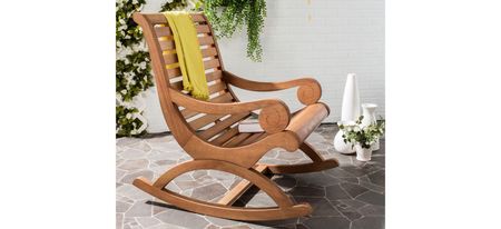 Sonora Outdoor Rocking Chair in Brown by Safavieh