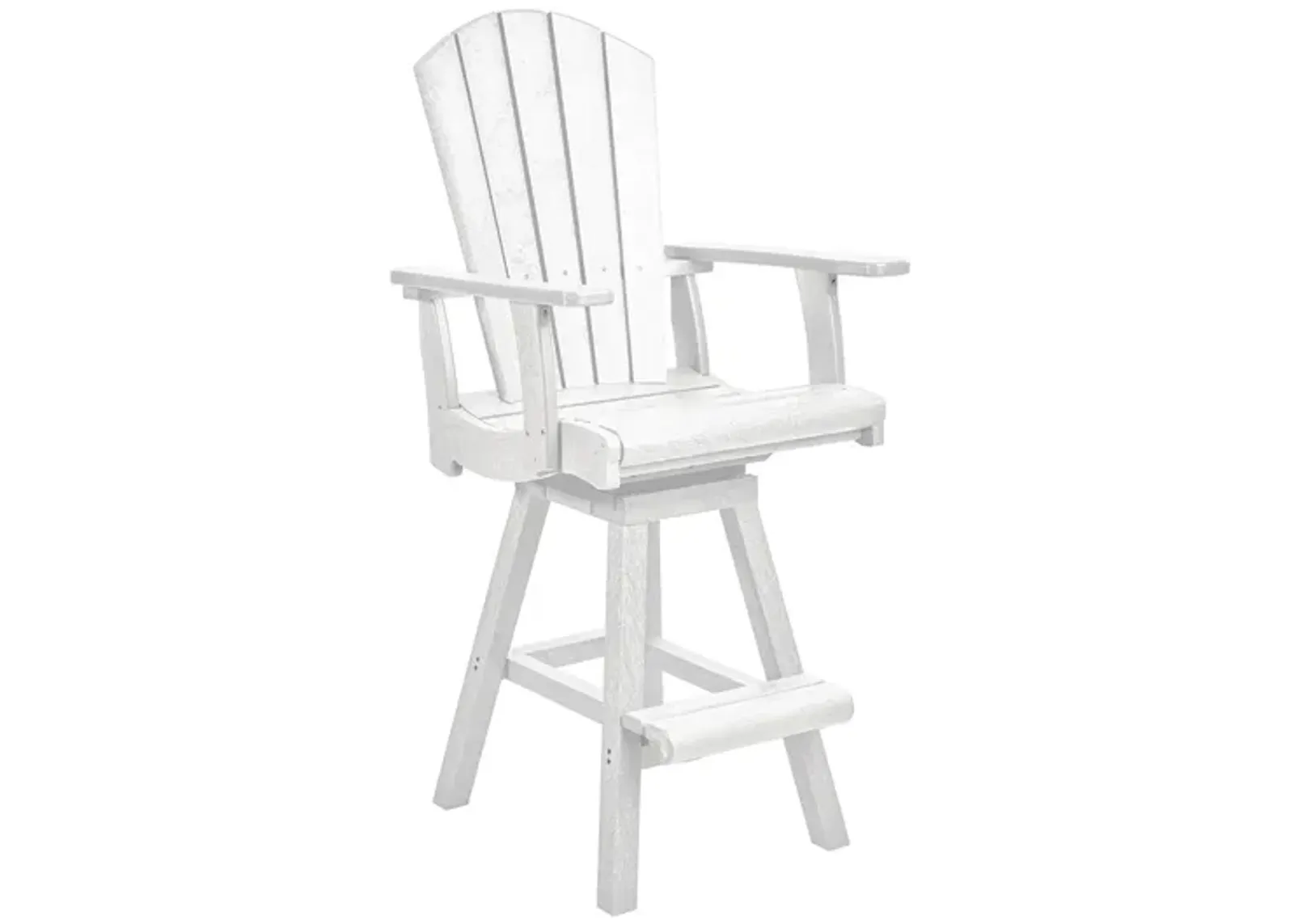 Generation Recycled Outdoor Swivel Bar Height Arm Chair in White by C.R. Plastic Products