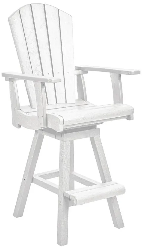 Generation Recycled Outdoor Swivel Bar Height Arm Chair in White by C.R. Plastic Products