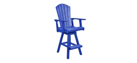 Generation Recycled Outdoor Swivel Bar Height Arm Chair in Blue by C.R. Plastic Products