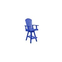 Generation Recycled Outdoor Swivel Bar Height Arm Chair in Blue by C.R. Plastic Products