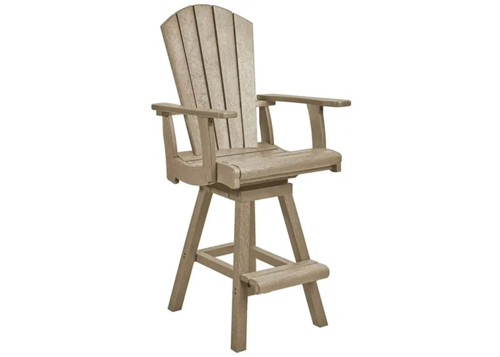 Generation Recycled Outdoor Swivel Bar Height Arm Chair in Beige by C.R. Plastic Products