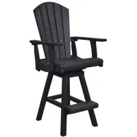 Generation Recycled Outdoor Swivel Bar Height Arm Chair in Black by C.R. Plastic Products