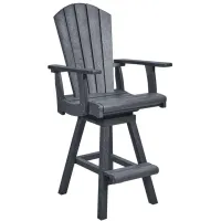 Generation Recycled Outdoor Swivel Bar Height Arm Chair in Slate Gray by C.R. Plastic Products