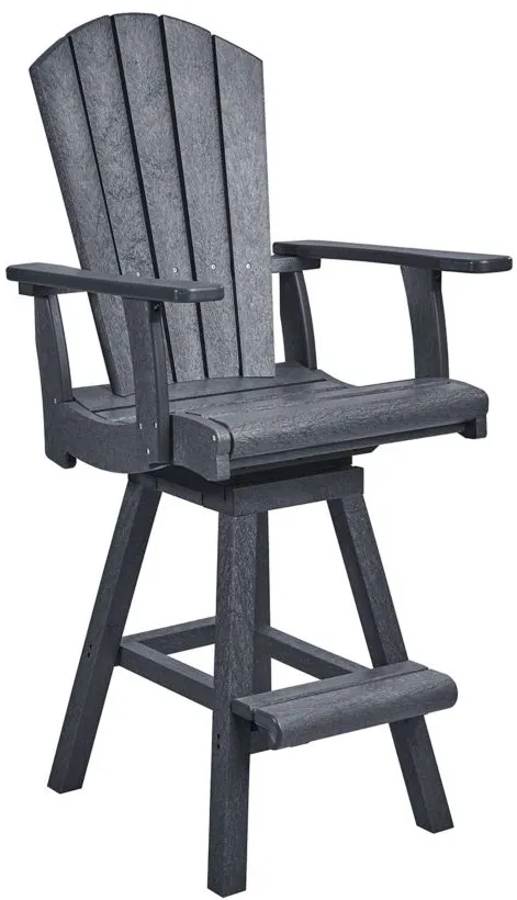 Generation Recycled Outdoor Swivel Bar Height Arm Chair in Batman Black by C.R. Plastic Products