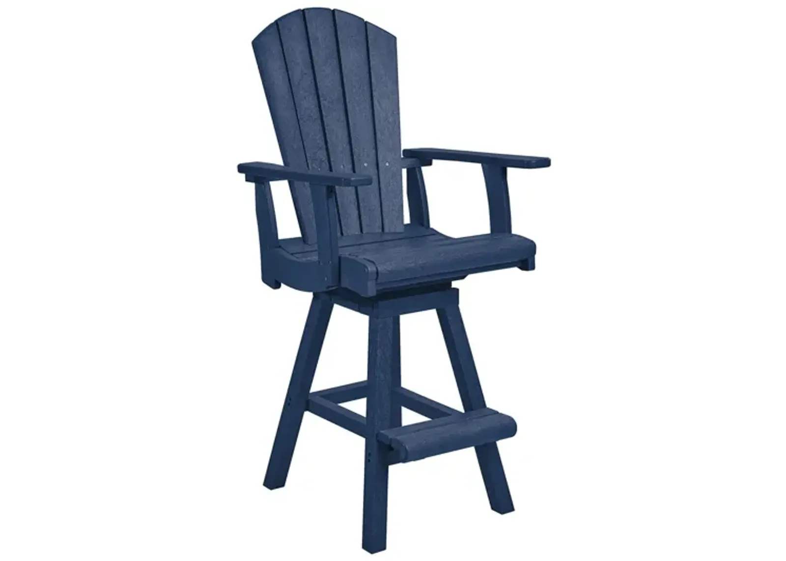 Generation Recycled Outdoor Swivel Bar Height Arm Chair in Navy by C.R. Plastic Products