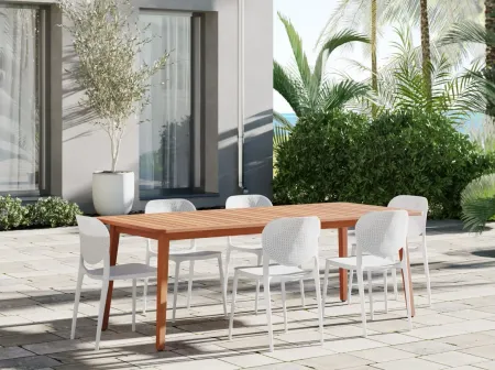 Amazonia Outdoor 7- pc. Eucalyptus Wood Dining Set in Natural;White by International Home Miami