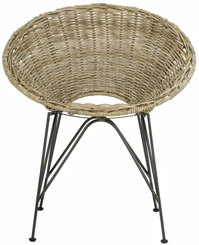 Sierra Rattan Accent Chair in Grey Wash / Dark Steel by Safavieh