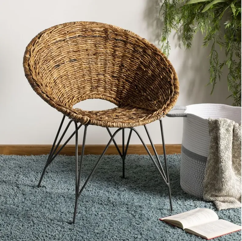 Sierra Rattan Accent Chair in Natural / Dark Steel by Safavieh