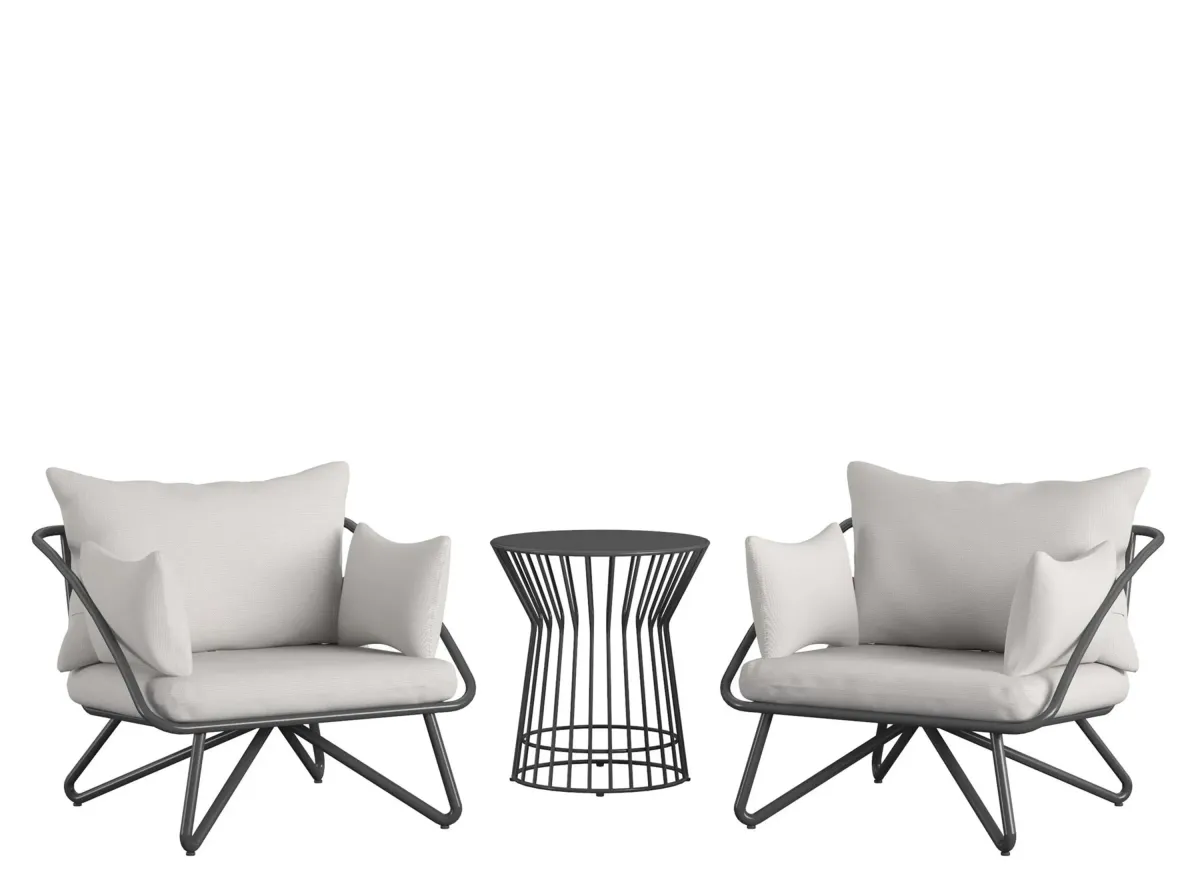 Novogratz Poolside Gossip Outdoor Teddi Conversation Set in Charcoal by DOREL HOME FURNISHINGS