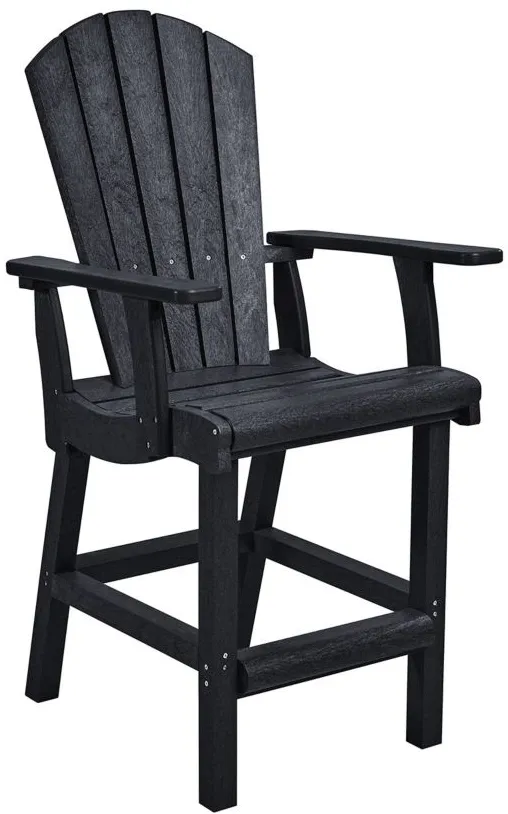 Generation Recycled Outdoor Counter Height Arm Chair in Black by C.R. Plastic Products