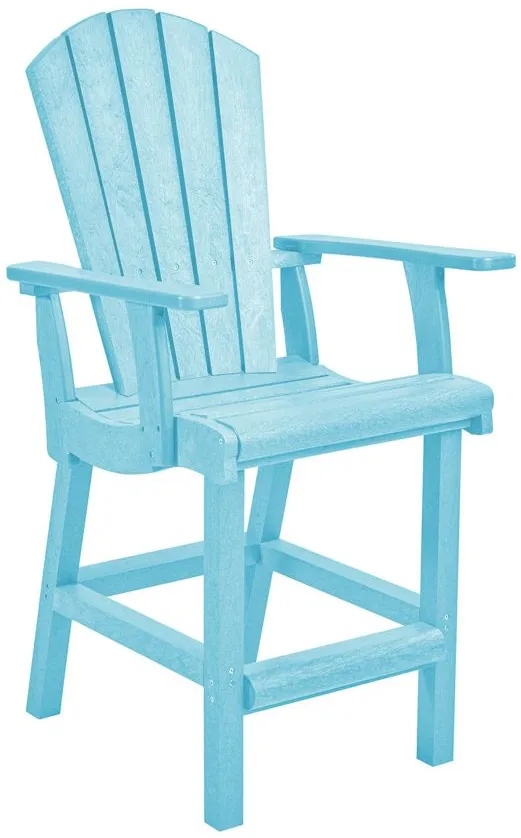 Generation Recycled Outdoor Counter Height Arm Chair in Aqua by C.R. Plastic Products