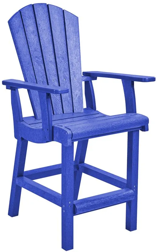 Generation Recycled Outdoor Counter Height Arm Chair in Blue by C.R. Plastic Products