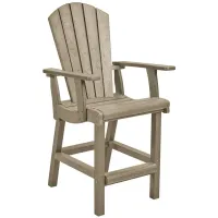 Generation Recycled Outdoor Counter Height Arm Chair in Teak Brown / Beige by C.R. Plastic Products