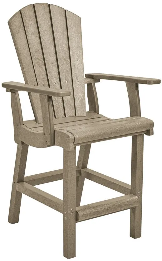 Generation Recycled Outdoor Counter Height Arm Chair in Teak Brown / Beige by C.R. Plastic Products