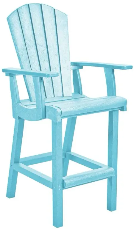 Generation Recycled Outdoor Classic Bar Height Arm Chair in Aqua by C.R. Plastic Products
