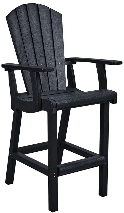 Generation Recycled Outdoor Classic Bar Height Arm Chair in Black by C.R. Plastic Products