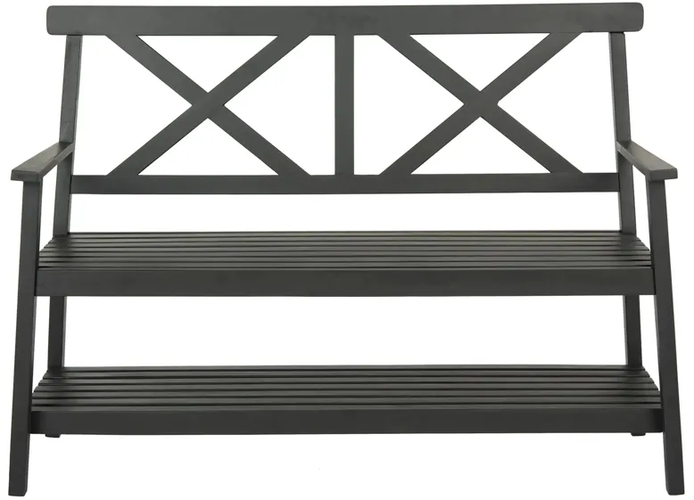 Arden Outdoor Bench in Black / White by Safavieh