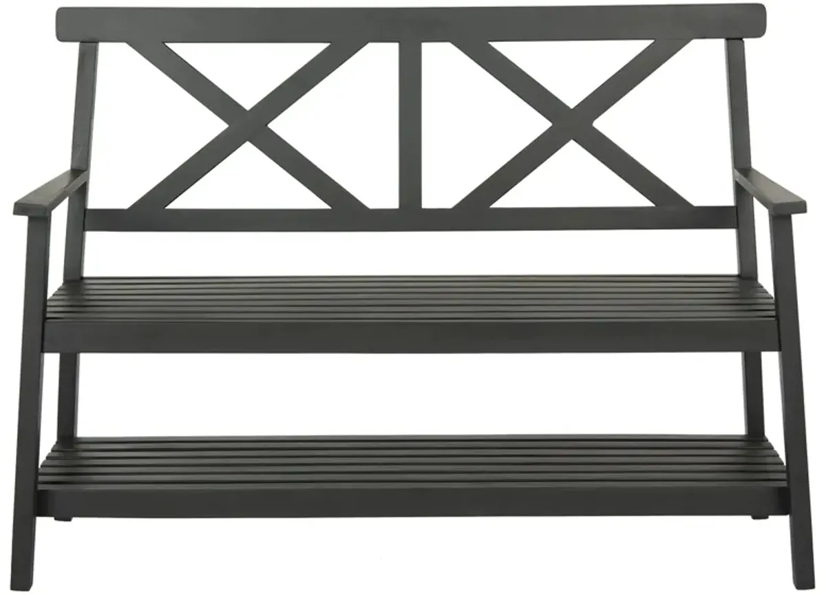 Arden Outdoor Bench in Black / White by Safavieh