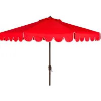 Doreen Single Scallop 9 ft Crank Outdoor Push Button Tilt Umbrella in Red by Safavieh