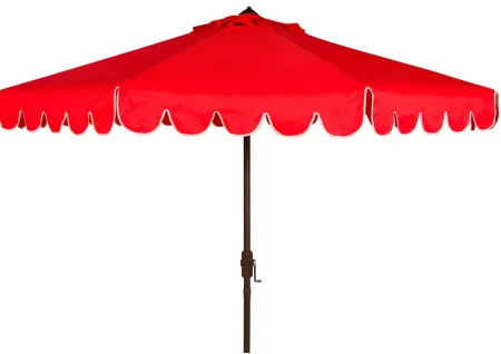 Doreen Single Scallop 9 ft Crank Outdoor Push Button Tilt Umbrella in Red by Safavieh