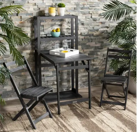 Euan 3-pc. Outdoor Cabinet Dining Set in Slate Gray by Safavieh