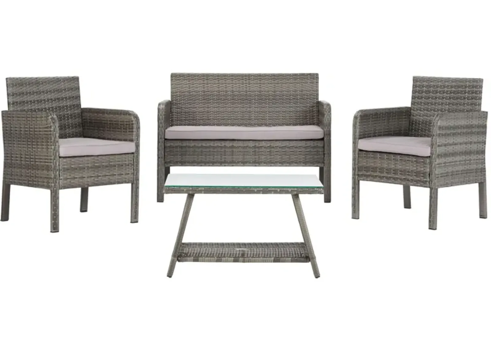 Hanover 4-pc. Patio Set in Natural / Black by Safavieh