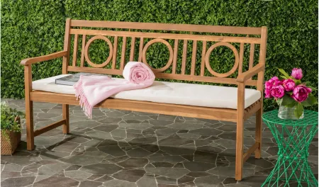 Layli 3 Seat Bench in Natural & Beige by Safavieh