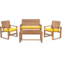 Lia 4-pc. Patio Set in Natural / Navy by Safavieh