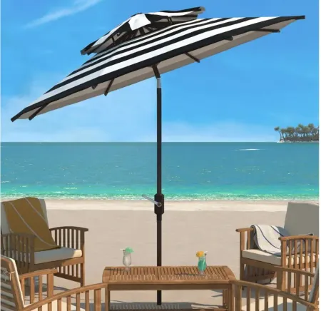 Marcie Fashion Line 9 ft Double Top Umbrella in Black Rust by Safavieh