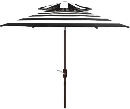 Marcie Fashion Line 9 ft Double Top Umbrella in Black by Safavieh