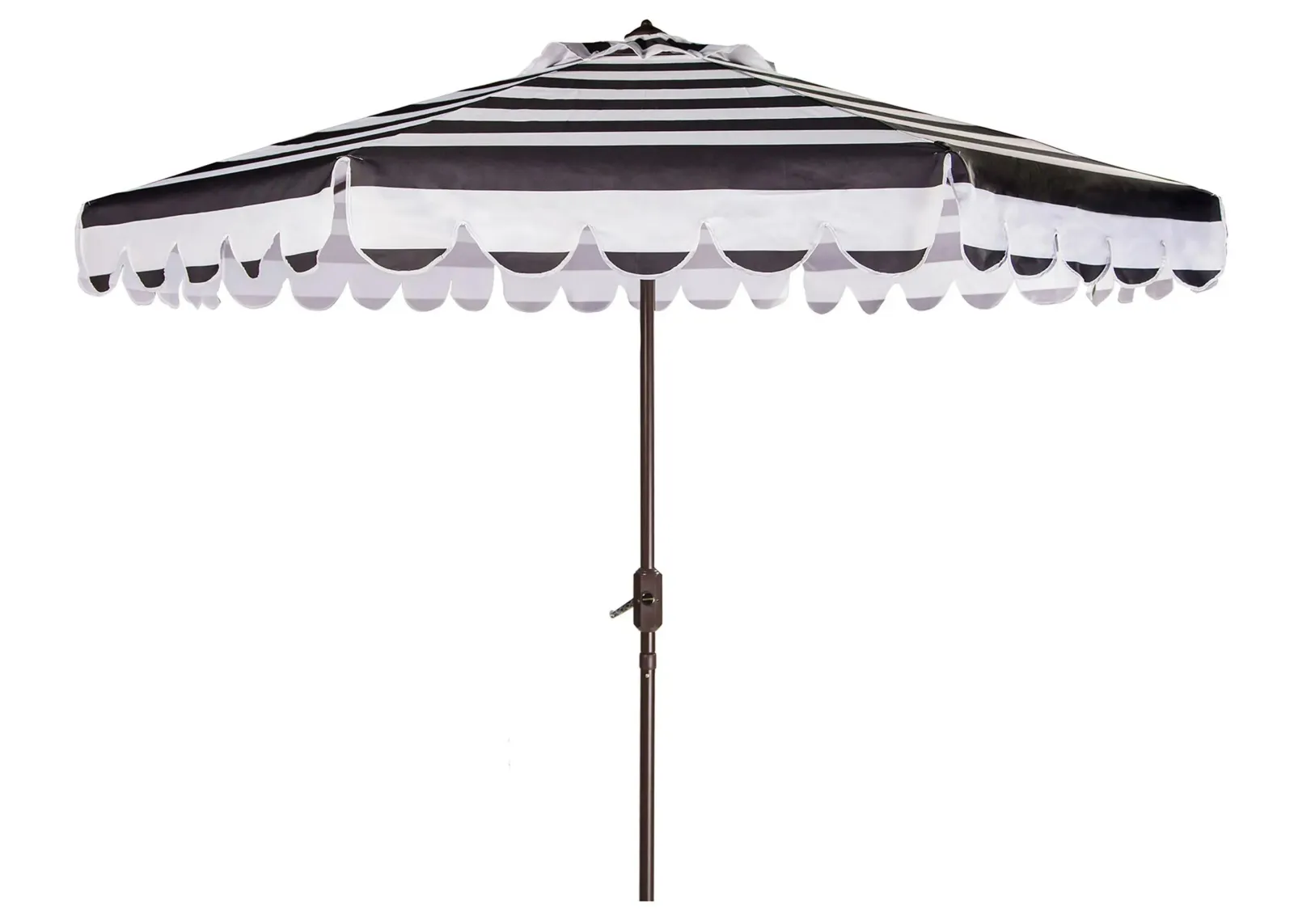 Muriel Single Scallop Striped 9 ft Crank Push Button Tilt Umbrella in Gray / Gray by Safavieh