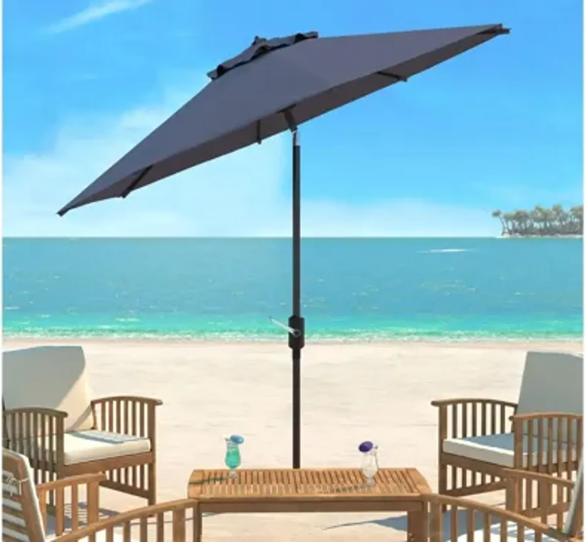 Ortega UV Resistant 9 ft Auto Tilt Crank Umbrella