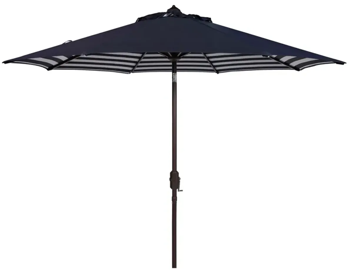 Shay Inside Out Striped 9 ft Crank Outdoor Auto Tilt Umbrella in Antique White by Safavieh