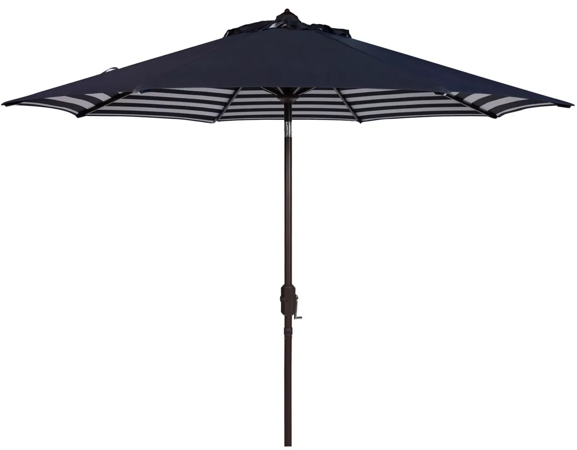 Shay Inside Out Striped 9 ft Crank Outdoor Auto Tilt Umbrella in Antique White by Safavieh