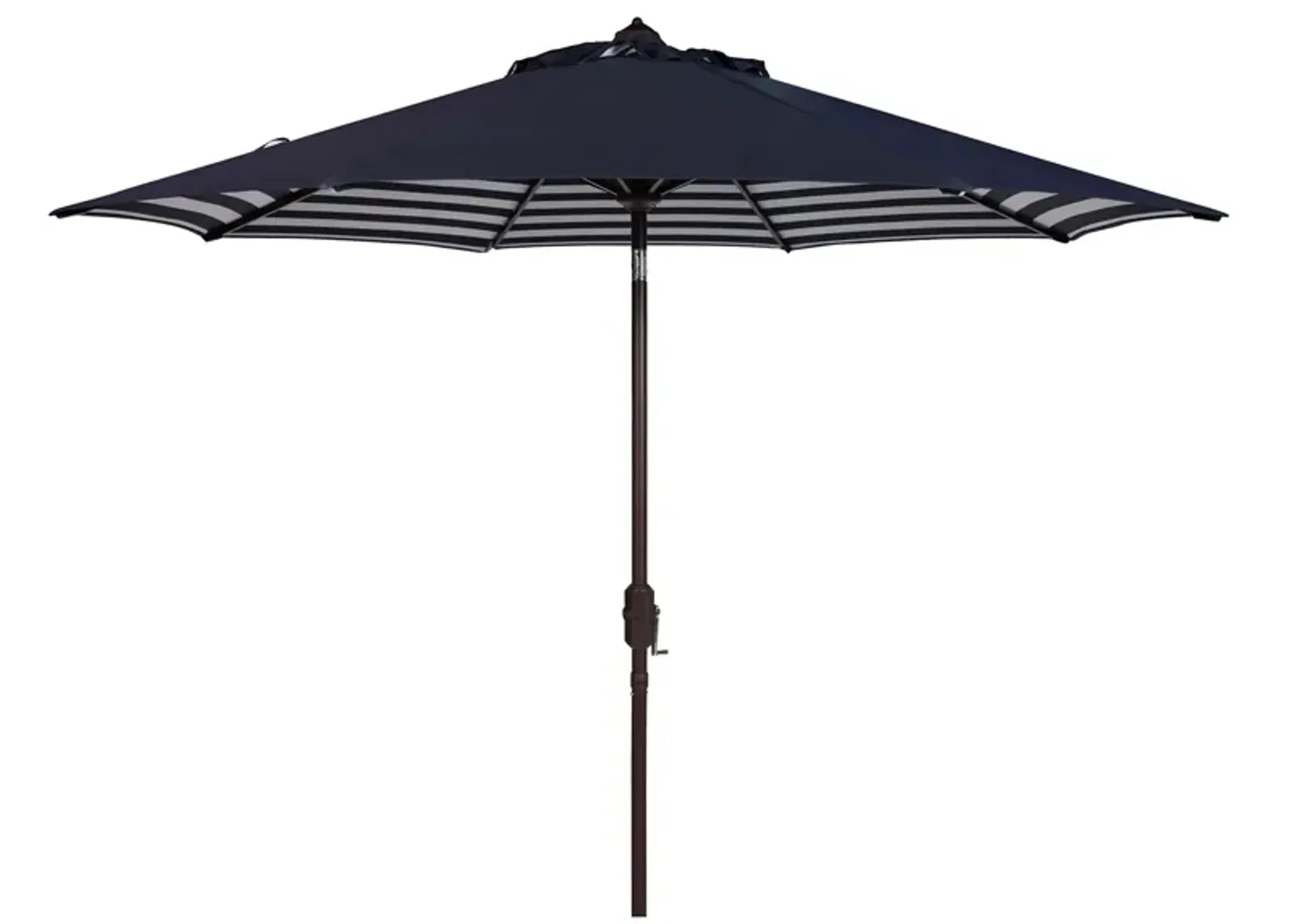 Shay Inside Out Striped 9 ft Crank Outdoor Auto Tilt Umbrella in Antique White by Safavieh