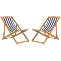 Summerset Foldable Sling Chair in Navy, White, & Natural by Safavieh