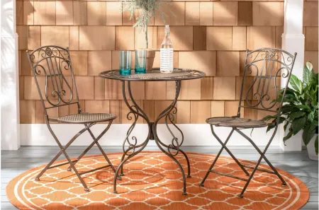 Zinnia 3-pc. Outdoor Dining Set in Unearthed Rust by Safavieh