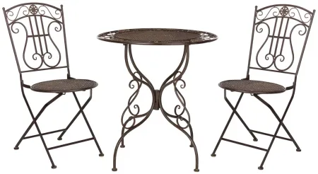 Zinnia 3-pc. Outdoor Dining Set in Natural / Beige / Black by Safavieh