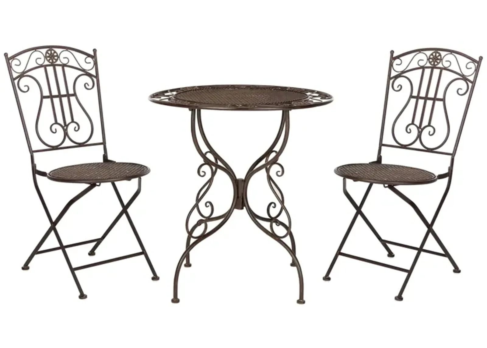 Zinnia 3-pc. Outdoor Dining Set in Natural / Beige / Black by Safavieh