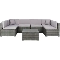 Noreen 3-pc. Outdoor Sectional Set in Gray / Gray by Safavieh