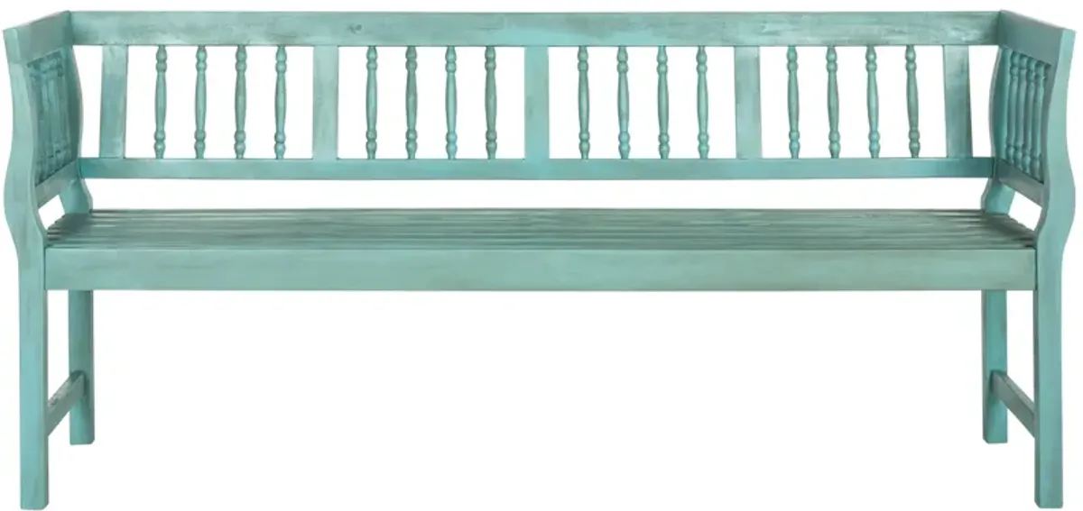 Berlen Outdoor Bench in Aqua by Safavieh