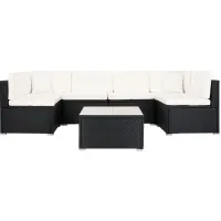 Noreen 3-pc. Outdoor Sectional Set in Black / Beige by Safavieh
