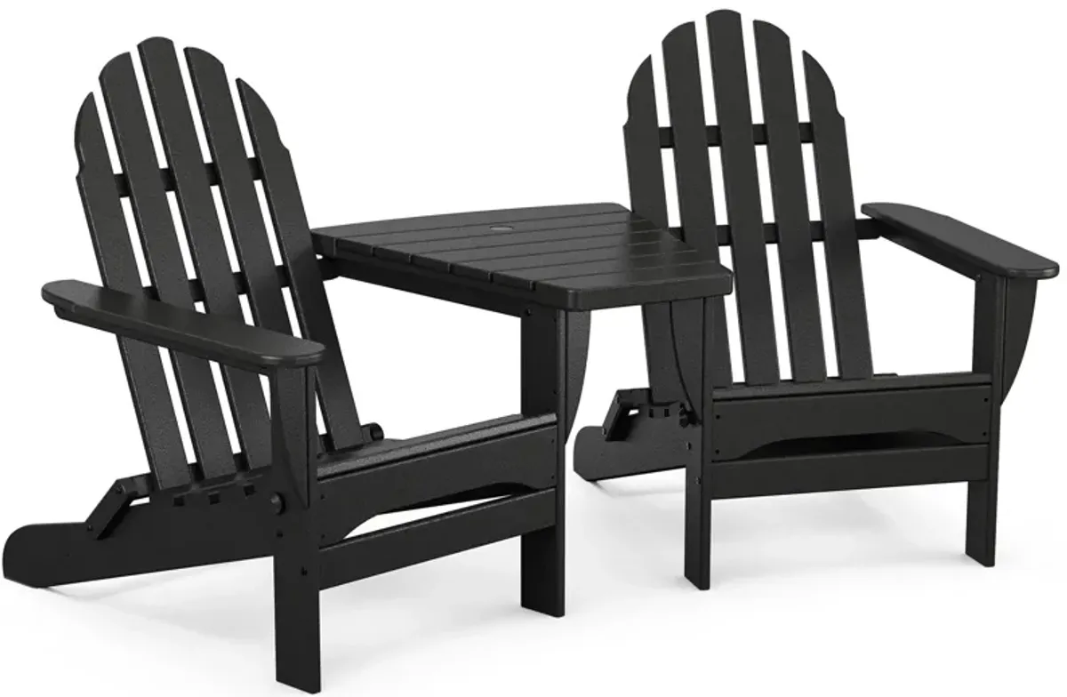 Classic Folding Adirondacks Chair with Angled Connecting Table