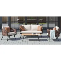 Crown 4-pc Conversation Set in Brown and White by Manhattan Comfort
