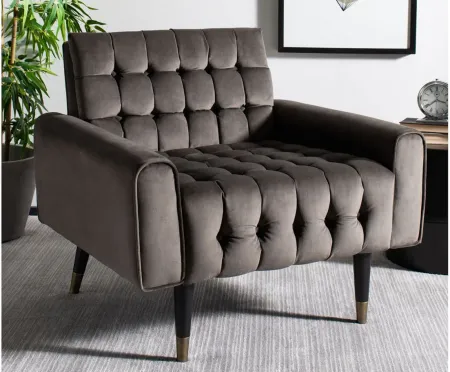 Amaris Tufted Accent Chair in Shale / Black by Safavieh
