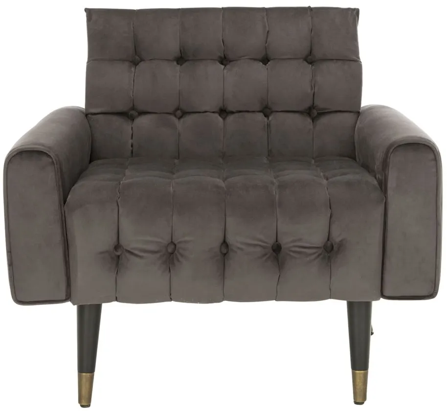 Amaris Tufted Accent Chair in Shale / Black by Safavieh